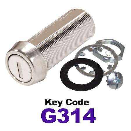 Global RV SS Compartment Lock, Cam/Blade Style, 1-3/4in Threaded Barrel, Blades not Included, Keyed to G314 CLB-314-134-SS